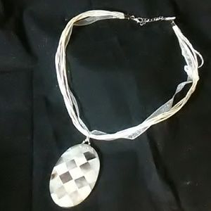 TM Art, MOP inlaid pendant w/multi cord neck